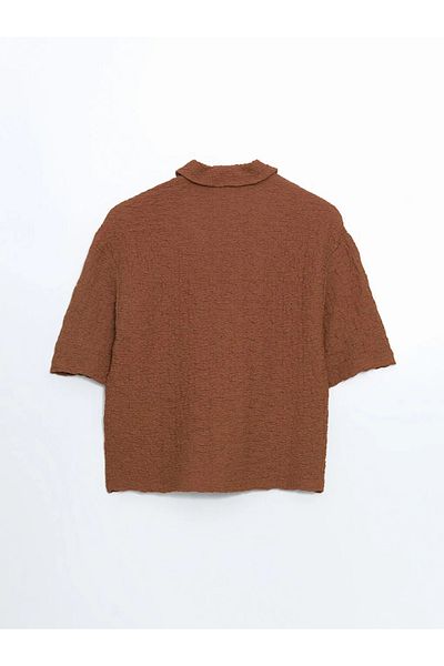 LC Waikiki Γυναικείο πουκάμισο με υφή LCW Vision Ecru Loose Fit