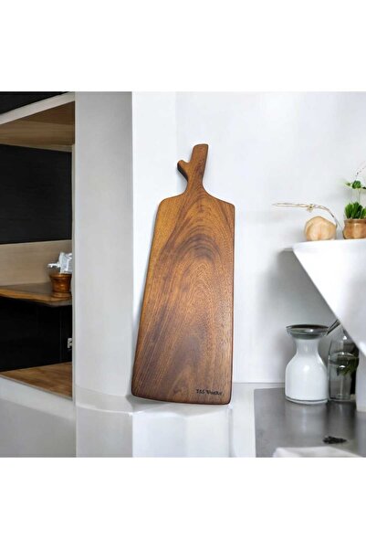 F&S WoodArt لوح تقديم الإفطار مقاس 48 سم - قطع خشب إيروكو بمقبض، قطعة واحدة صلبة