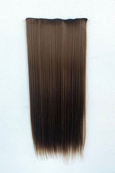 TAKIŞTIR Isıya Dayanıklı Yarımay Çıt Çıt Saç - Sh6d- Fındık Kahve - Düz - 60 Cm - 110 gr (Pınar)