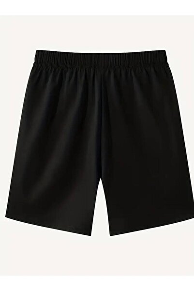 yg ydn giyim Unisex Siyah Renk  Rahat Kesim Yumuşak Kumaş Beli Lastikli Yazlık  Cepli Şort