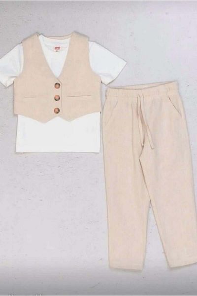 Dmb Men's Linen Vest Set - 3 Pieces 25 Aids