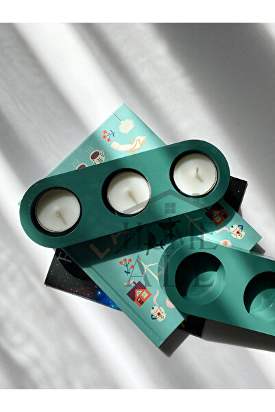 HOME ALL Tealight Mumluk 3 Delikli, Dekoratif Beton Mumluk, Modern ve Minimal...