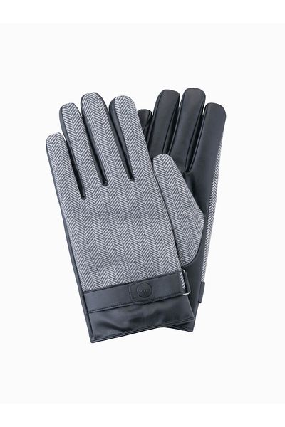 OMBRE Elegante Herrenhandschuhe aus Wollmischung - grau meliert V1 OM-ACGL-0111 Einheitsgröße