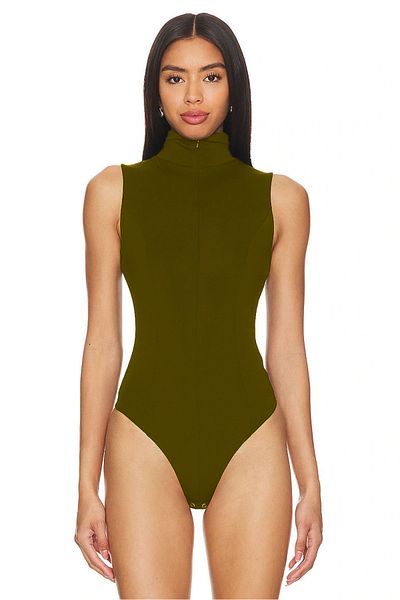 heyy collection Turtleneck Zippered Zero Sleeve Bodysuit