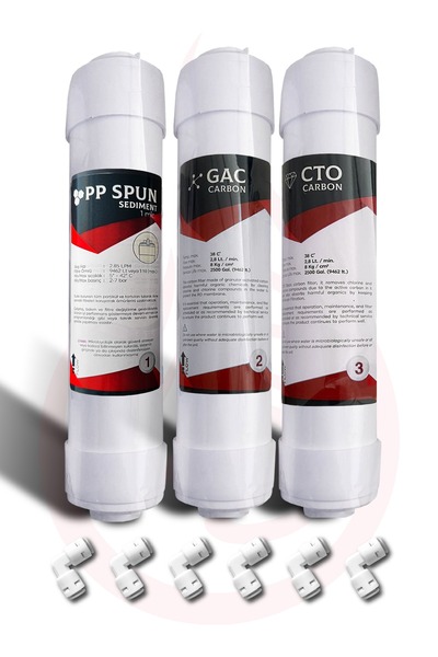 ECO 1 takım 3 lü su arıtma filtresi dirsekli