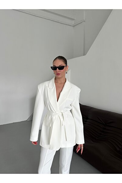 Laluvia Fehér Kampal kabát nadrág szett - 912068