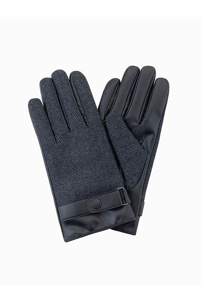OMBRE Elegante Herrenhandschuhe aus Wollmischung - Graphitmeliert V2 OM-ACGL-0111 Einheitsgröße