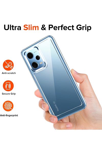 m.tk moveteck حافظة لهاتف Xiaomi Redmi Note 12 Pro 5G مع حماية للكاميرا من السيليكون الشفاف الناعم + مجموعة زجاجية لحماية الشاشة