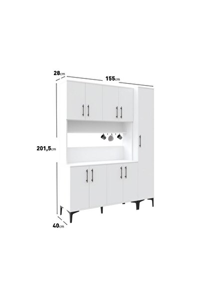 mapahomeliving Plain Metal Ayak Metal Kulp Pla9155 Kahve Köşesi 9 Kapaklı Çok Amaçlı Dolap Erzak Dolabı Kiler Dolab