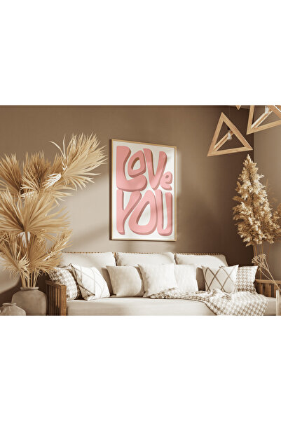 ARTCASTLE Ξύλινος κορνιζαρισμένος πίνακας με την επιγραφή Love You