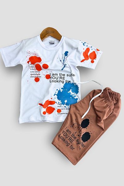 TRİLİYA Boy's Summer Suit - T-shirt and Capri Set - Economical
