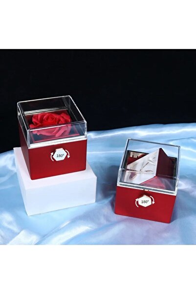 HEDİYEVİM Sevgiliye Özel Sonsuz Dönen Gül Kutusu Ciddi Ilişki Yüzüğü