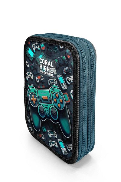 Coral High Τσάντα μολυβιού διπλής στρώσης με μοτίβο Kids Nefti Gamer 11155