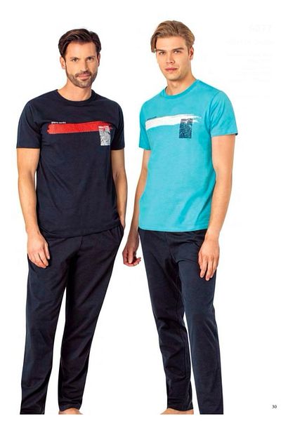 Pierre Cardin Navy Blue Men's Combed Cotton Pajamas - Short Sleeve Ro.Z.60.El.77.T