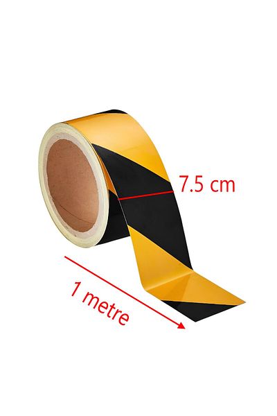 Badem10 Yellow Black Marked -7.5 cm Reflective Strip Tape, Adhesive Baffle Tape 1 Mt
