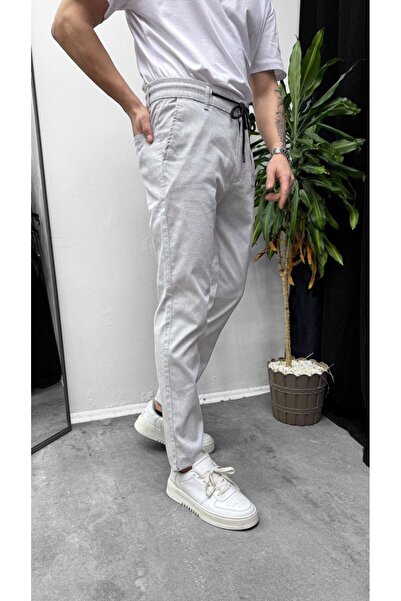 HBT Men's Belt Rope Detailed Dobby Linen Trousers