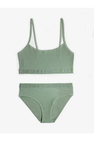 ZICCHO Women's Corded Fabric Rope Strap Bustier and Panty Set