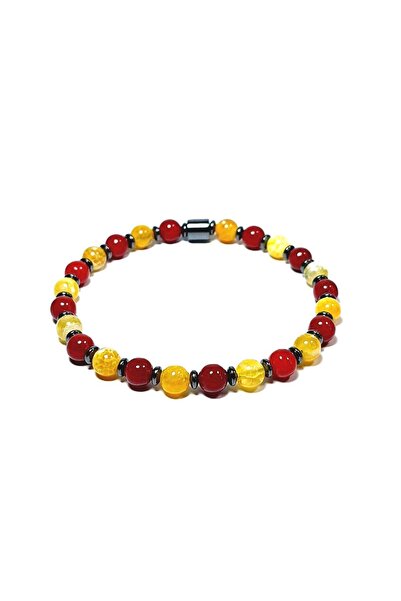 Janti JTAW24DOB1409 ERKEK BİLEKLİK AKİK CEYT HEMATİT DOĞALTAŞ SARI KIRMIZI TA...