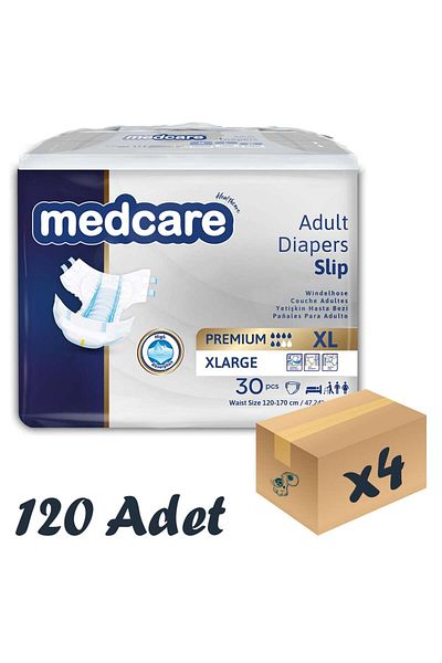 MEDCARE Premium Patient Diapers with Waist Tape 6 Drops Xlarge Largest Size XL Size 30 Pack of 4 Pack 120 Pieces