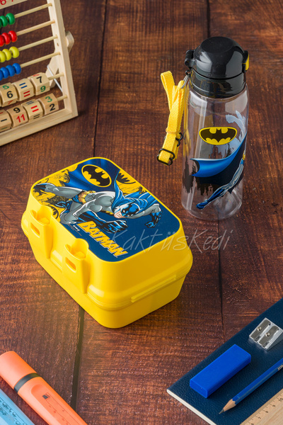 KaktüsKedi 4 Bölmeli Çocuk Beslenme Kutusu ve Matara Seti Batman