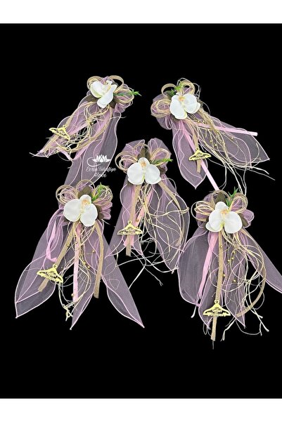 ecrin tuhafiye hobi Orkide Bohça Süsü, Gelin Damat Çeyiz Düğün Nikah Nişan Konvoy Kına Süsü 5 Adet