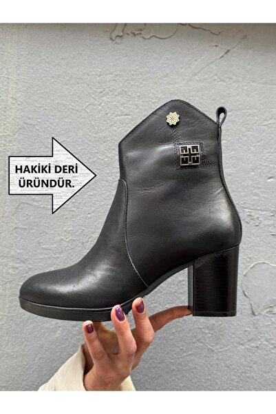 StepMore HAKİKİ DERİ TOPUKLU KADIN BOT, TERMO KAYMAZ TABAN, SICAK İÇ ASTAR