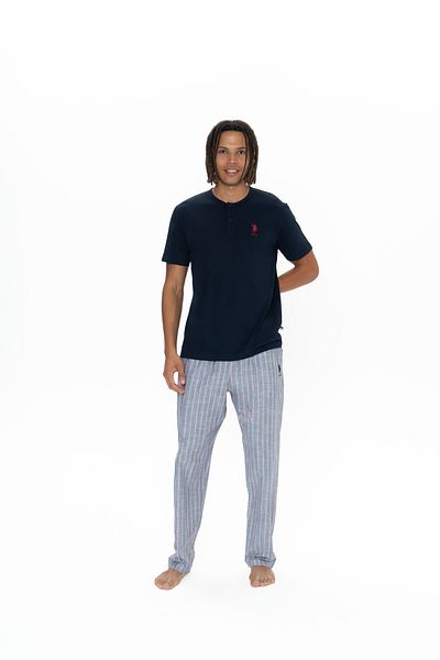 U.S. Polo Assn. Ανδρικό, Αδειοδοτημένο, USPA, 100% Βαμβάκι, (Navy Blue), Σετ Πιτζάμες