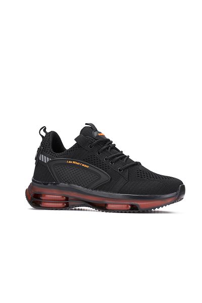 E SPORT Black Orange Men's Sneakers Lightweight and Flexible Casual Sports Shoes