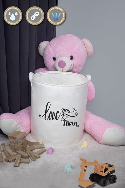 PRENDİ HOME Love You Mom Printed - Cutie de depozitare pentru jucării cu gură adunată