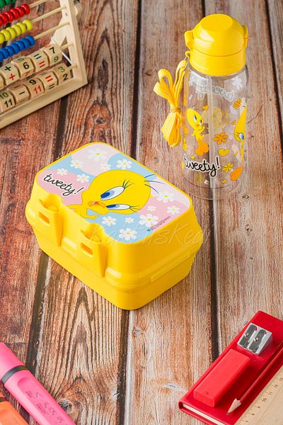 KaktüsKedi 4 Compartment Food Storage Water Bottle - Kids Lunch Box Set Tweety