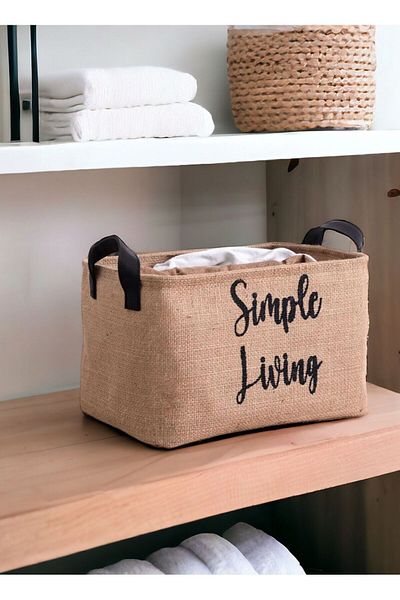 Rope Home Εσωτερικό ντουλάπι από γιούτα Laundry Kids Room Organizer παιχνιδιών - Πτυσσόμενο, Organizer καλάθι αποθήκευσης 37x27x25
