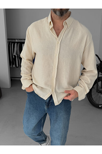BYBASICMAN Beige Crinkle Fabric Shirt Pm-008