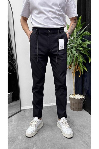 HBT Men's Belt Rope Detailed Dobby Linen Trousers