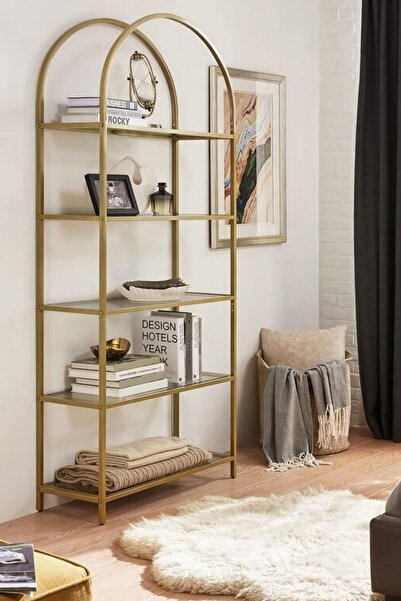 tino furniture Toronto Gold Metal Dekoratif Kitaplık Dresuar