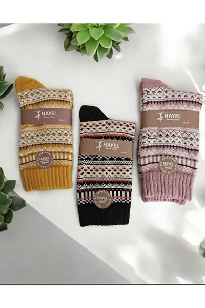 HAYEL 3Pairs Thick Women Men Mixed Pattern High Quality Perfumed Soft Socks
