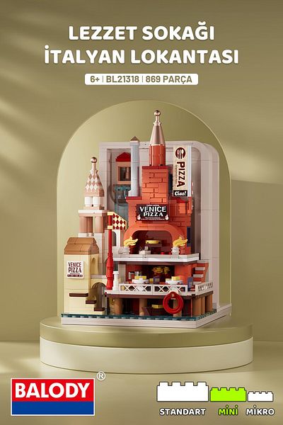 balody Flavor Street – Italian Restaurant (Bl21318) – Mini Block Building Toys Set