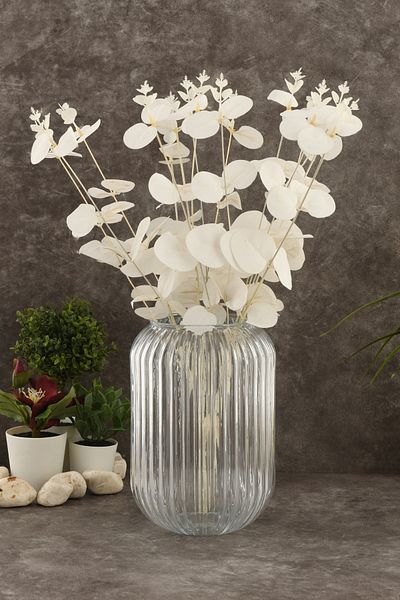 ANGDESİGN AngDesign Decorative Line Glass Vase TRANSPARENT-20 CM