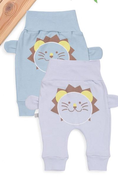Egelite 2-Piece Baby Set with Ears Lion Print for Reborn Baby Boy - 0-3-6-9-12 Months Single Bottom-Pants-Leggings