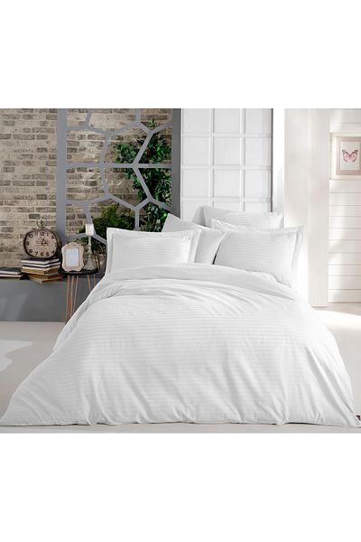 MyStory Home Set cuvertură de pilota cu un singur elastic alb satinat