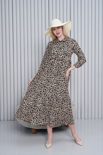 Miss Dünya Lissa Women's Shirt Collar Buttoned Long Woven Dress