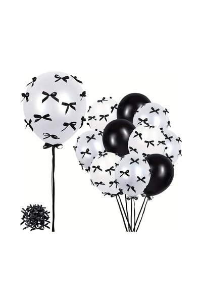 bizdenpastacılık Pasta Balon Üzeri Fiyonk Kurdele Siyah 4 adet büyük kurdele + 40 adet küçük kurdele