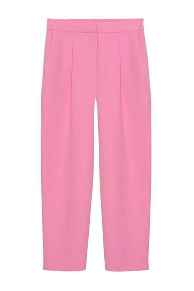 Quzu 71154 Model - Pink Belt Detailed Elastic Back Trousers