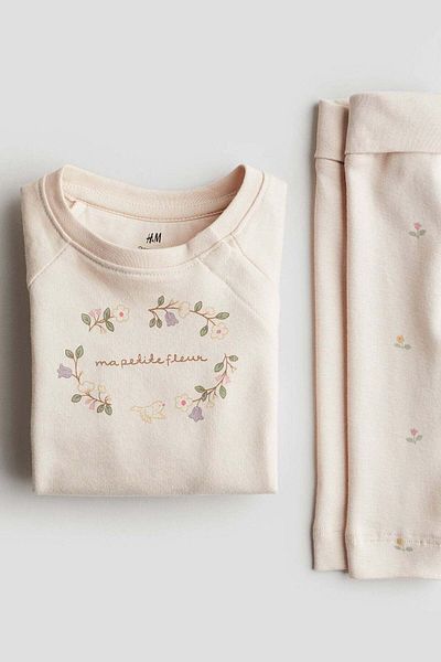 H&M طقم قطني مكون من قطعتين
