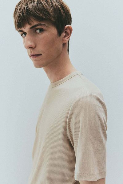 H&M Slim Fit Ribbed T-shirt