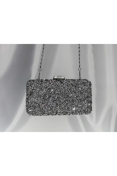 Store Sparkling Silver Stone Evening Dress Bag