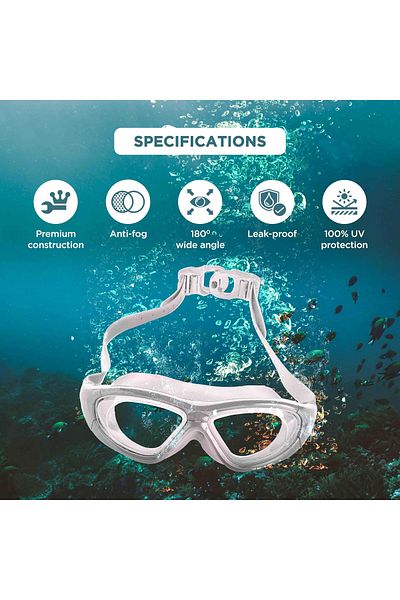 Endless Stylish Swimming Goggle with Anti-Fog & UV Protection | Silver | Silicon, PU | Leak Proof | One Size