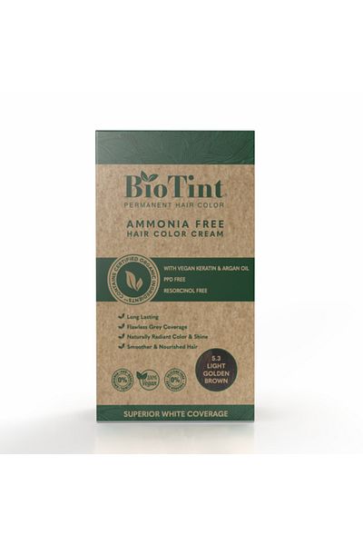 Genrics Biotint Permanent Hair Color 5.3 Light Golden Brown 1s