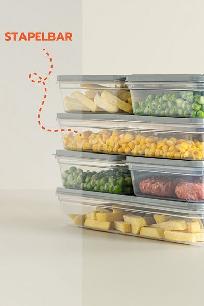 Ginza Maison 4-TEILIGE 2400 ML KÜHLSCHRANK-AUFBEWAHRUNG, FRISCHEBOX GRAU