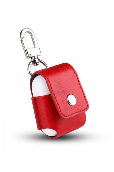 Generic Leather AirPods Protective Case Cover with Safety Ring RedCoverUnbrand