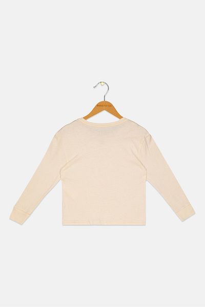 Roxy Toddlers Girl Graphic Print Long Sleeve Beachwear T-Shirt, Beige